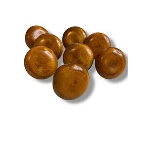 Set of 8 Wooden Drawer Pull Knobs Round 1.4" Diameter with Hardware